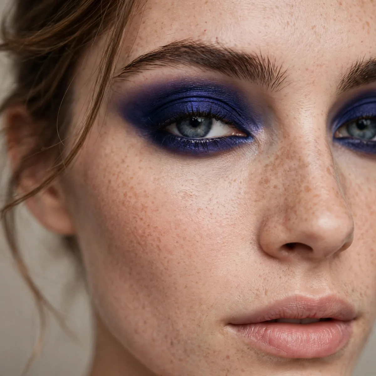 Deep indigo eyeshadow in the crease