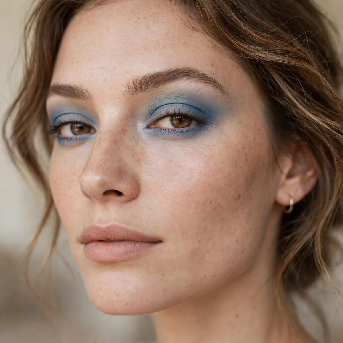 Soft denim blue eyeshadow blend