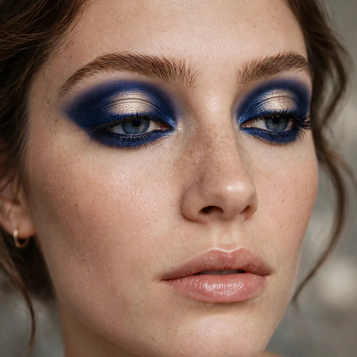 Navy halo eyeshadow with light center