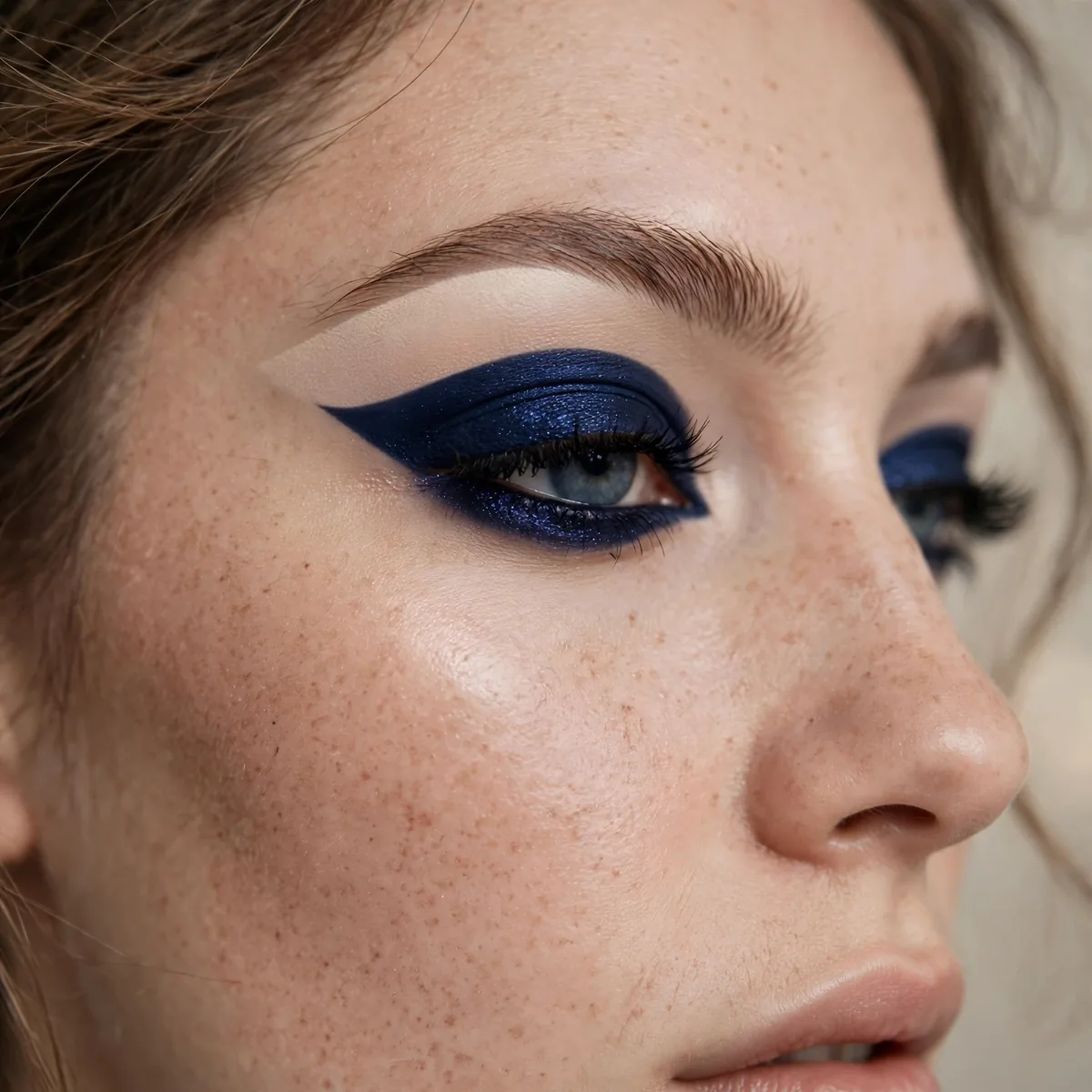 Navy cut crease eyeshadow look