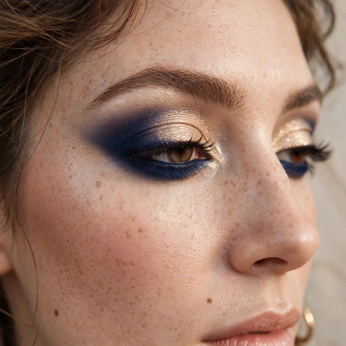 Navy and champagne eyeshadow pairing