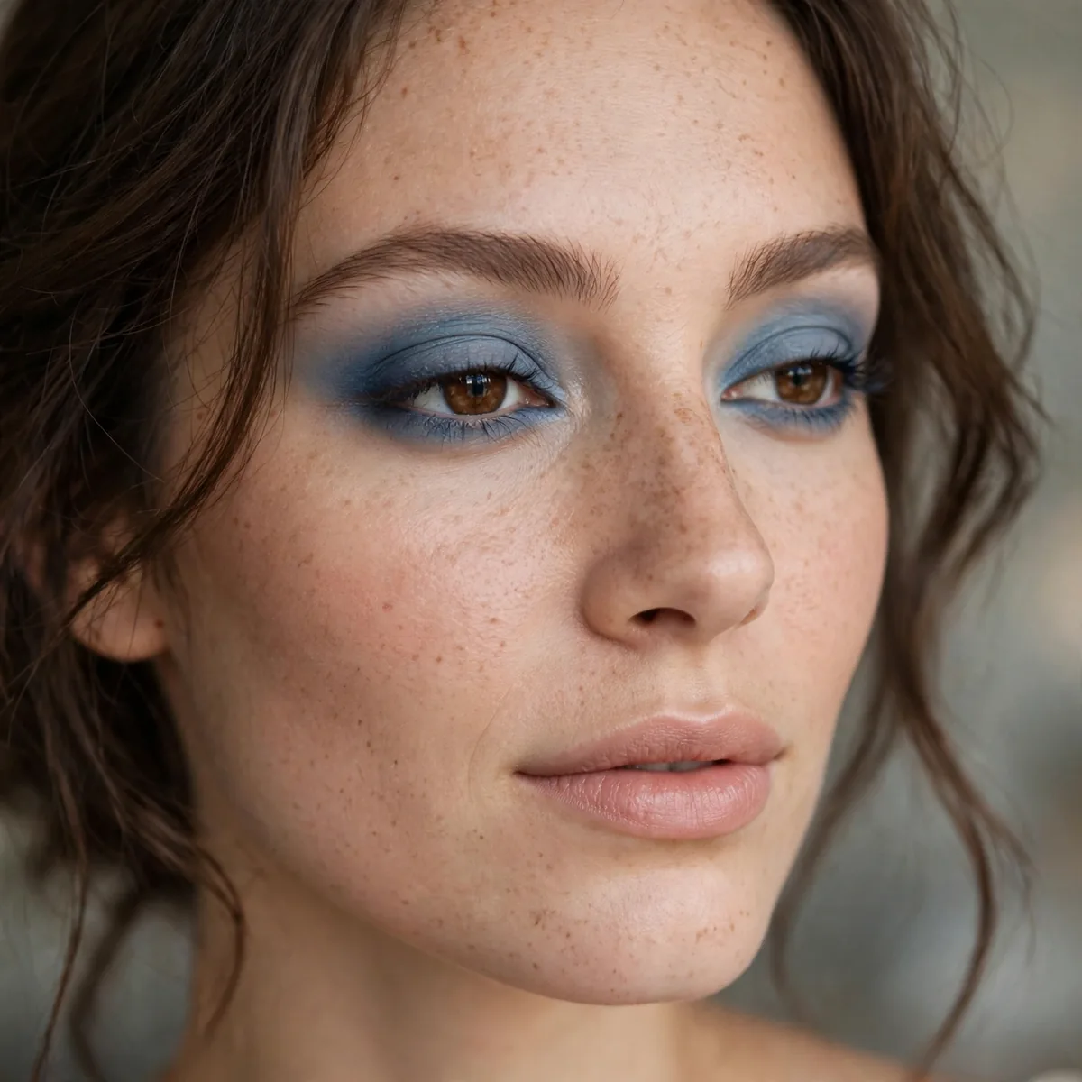 Dusty blue smokey eyeshadow