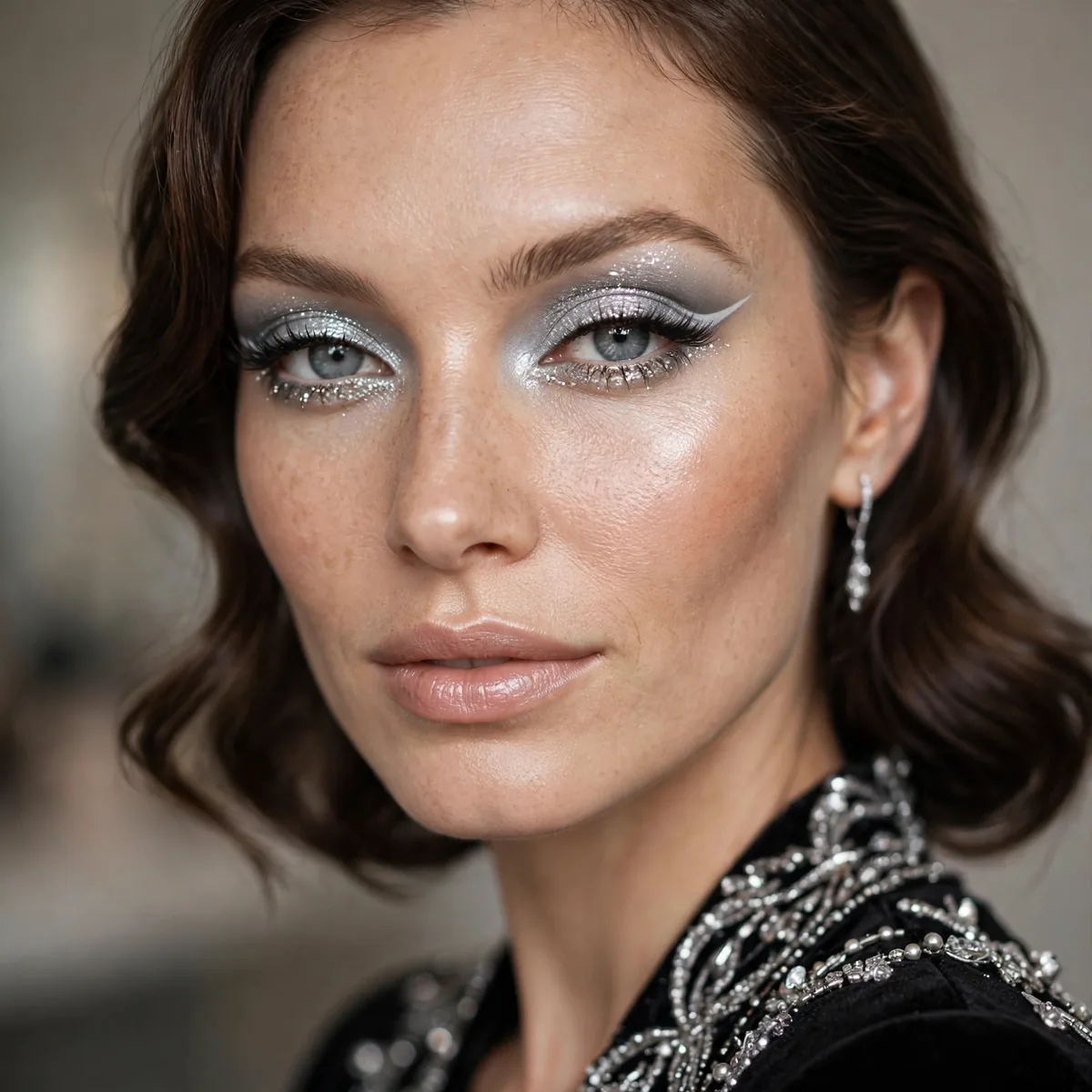 Silver eyeshadow NYE look