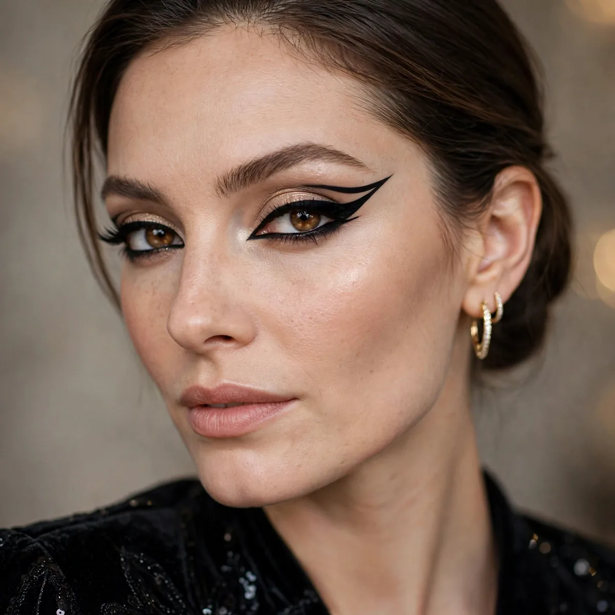 Dramatic winged liner NYE