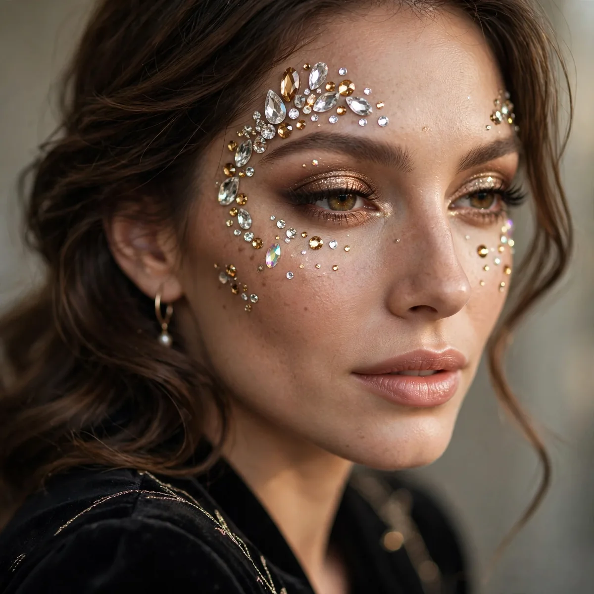 Face gems NYE makeup