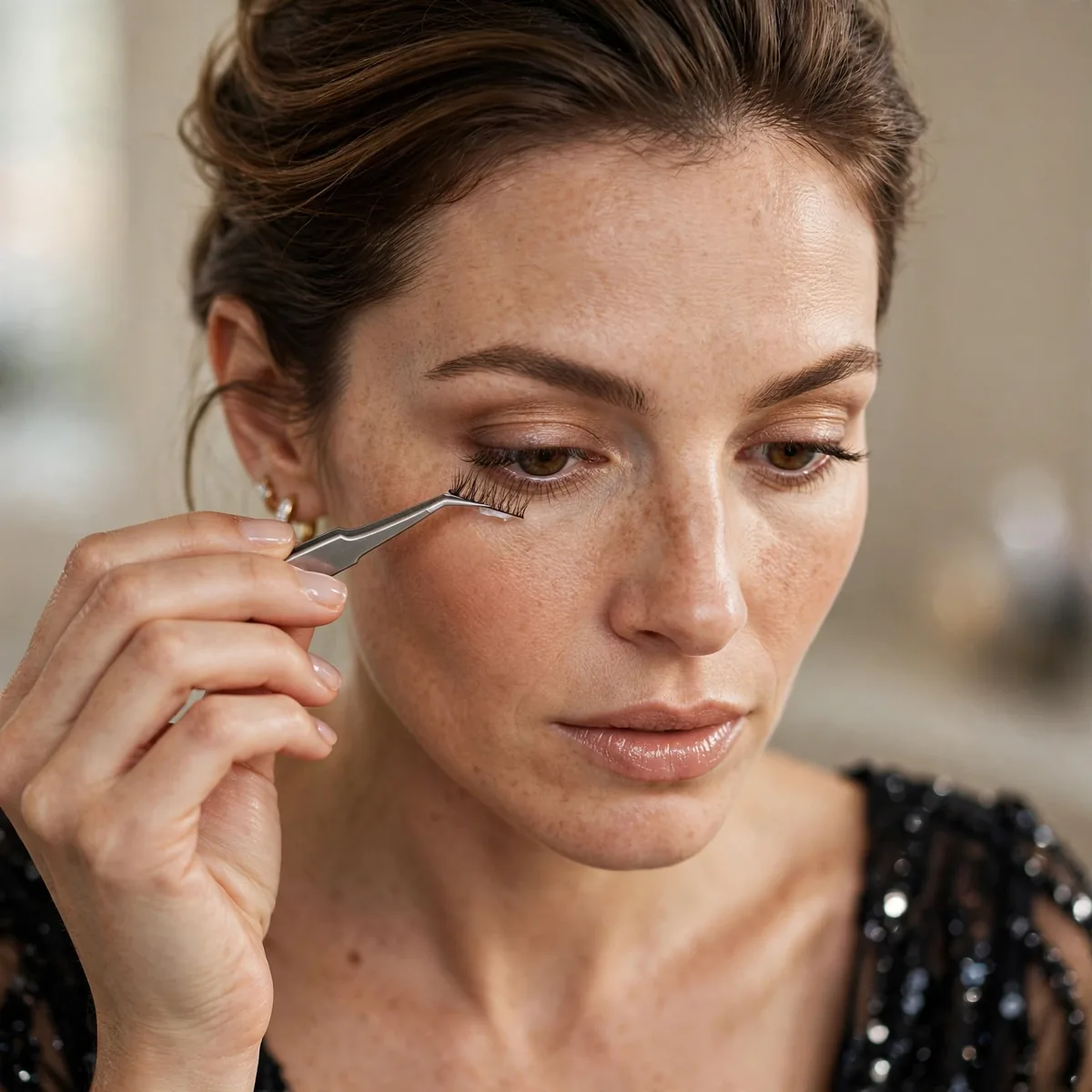 Securing false lashes NYE