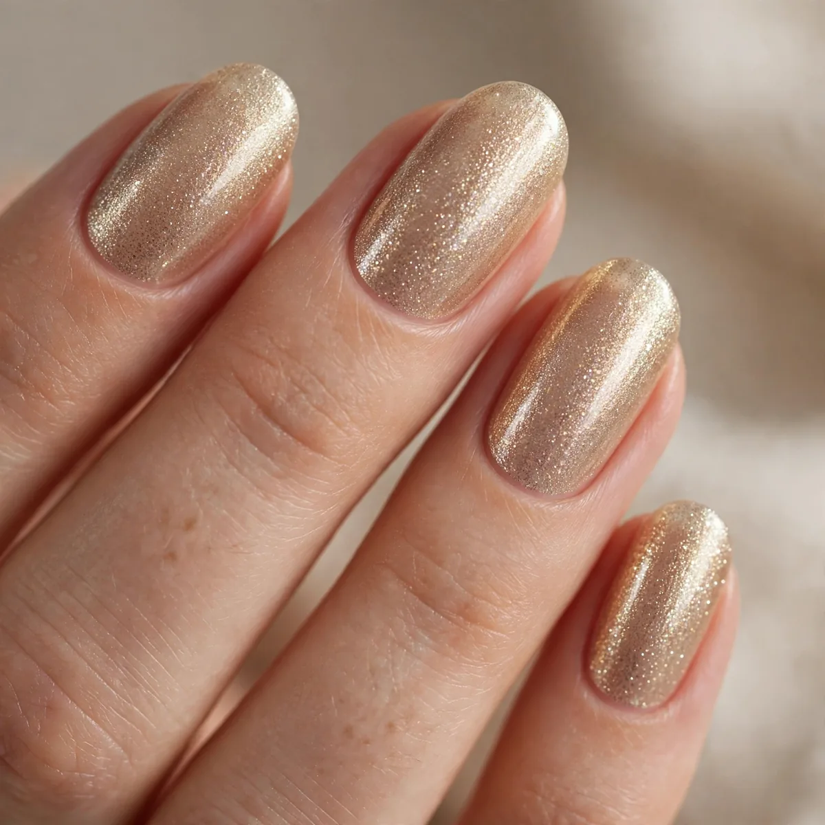Champagne shimmer NYE nails
