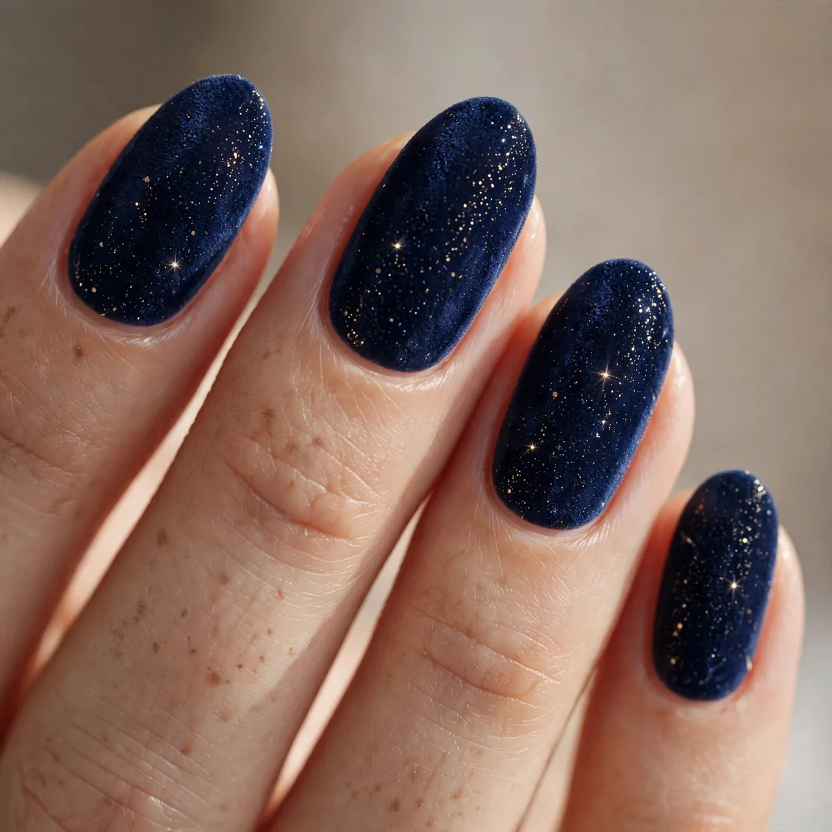 Velvet midnight blue NYE nails