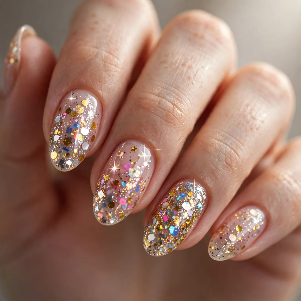 Confetti glitter NYE nail art