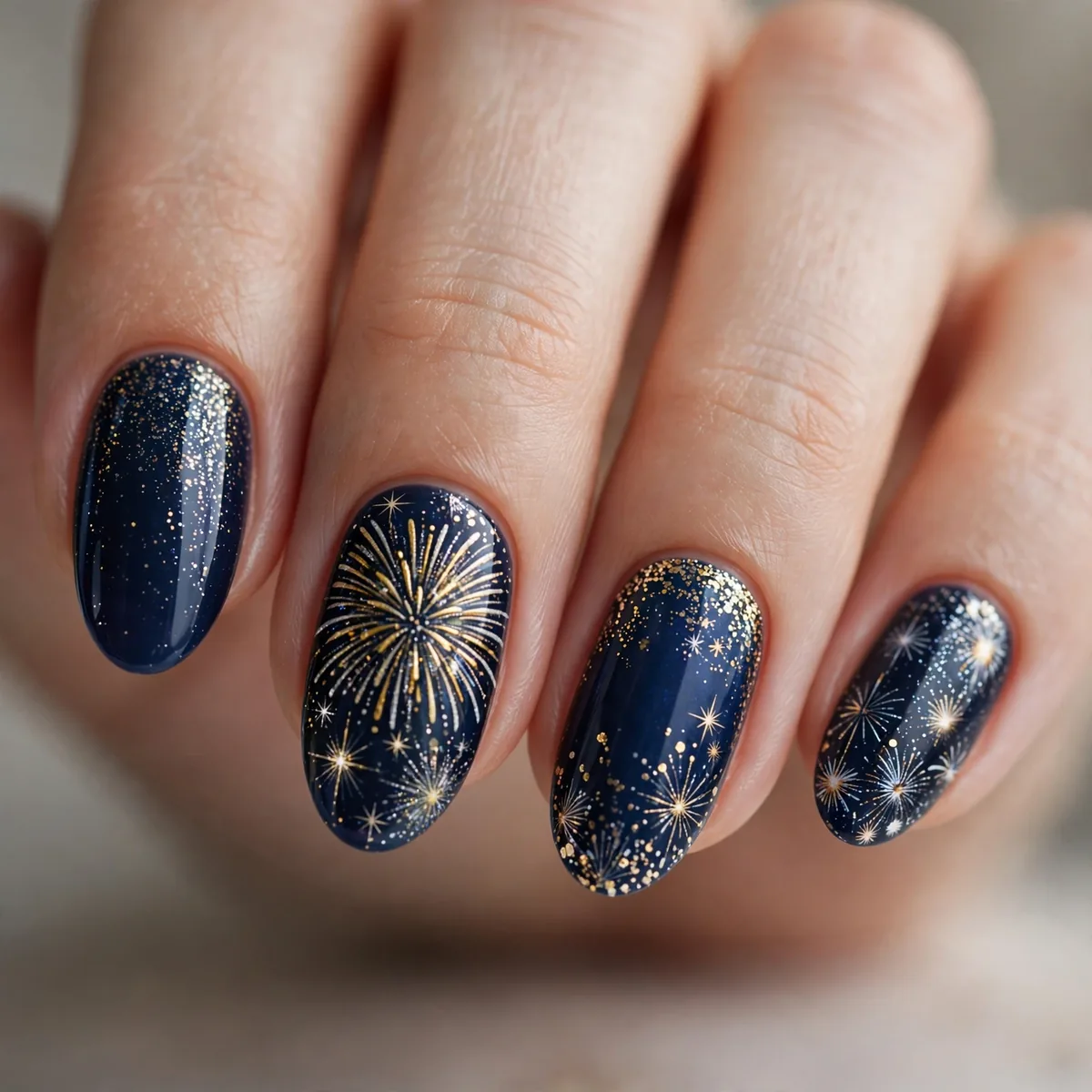 Firework nail art NYE design