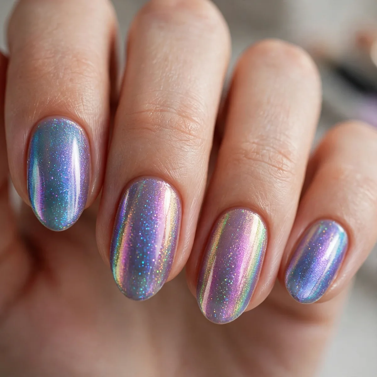 Iridescent NYE nail polish