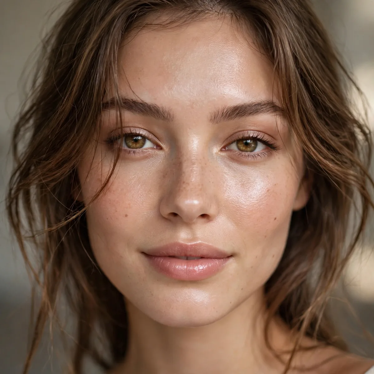 Dewy finish no-makeup look