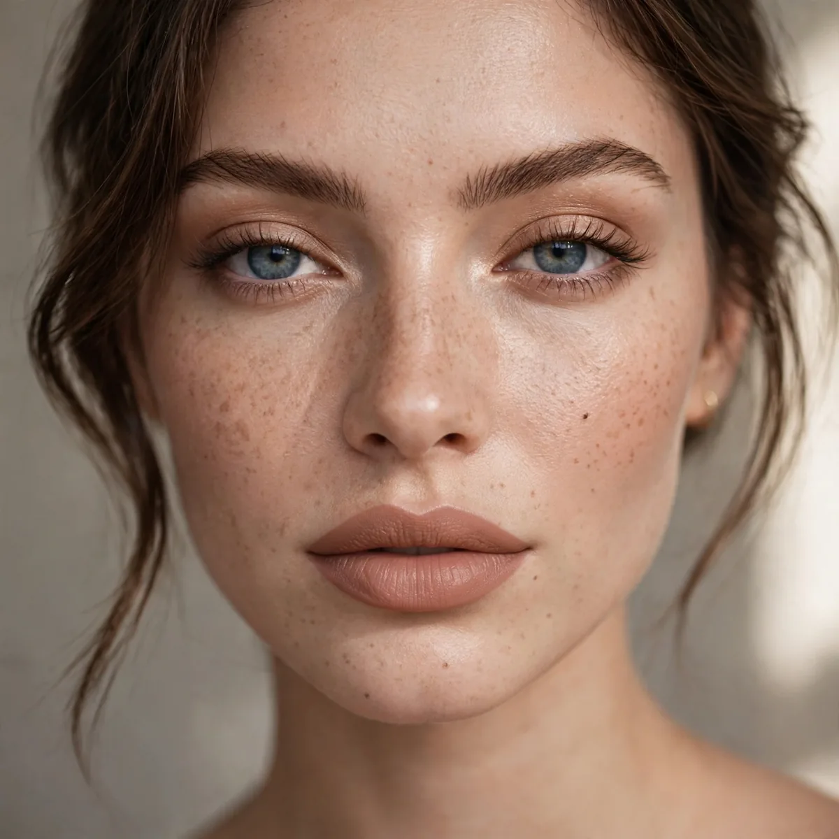 Defined nude lip look