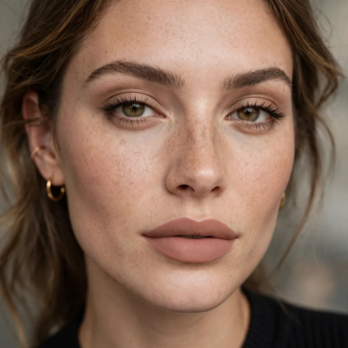 Matte nude lipstick modern look