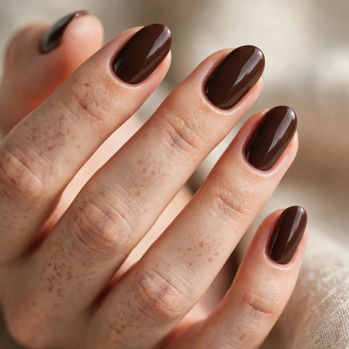 Deep espresso nude nails