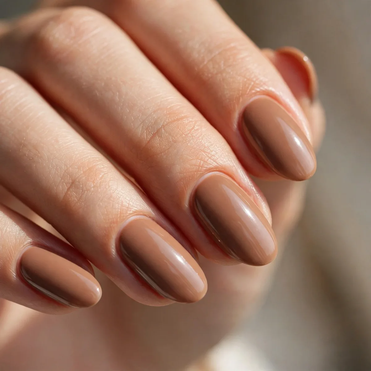 Toffee brown nude nails