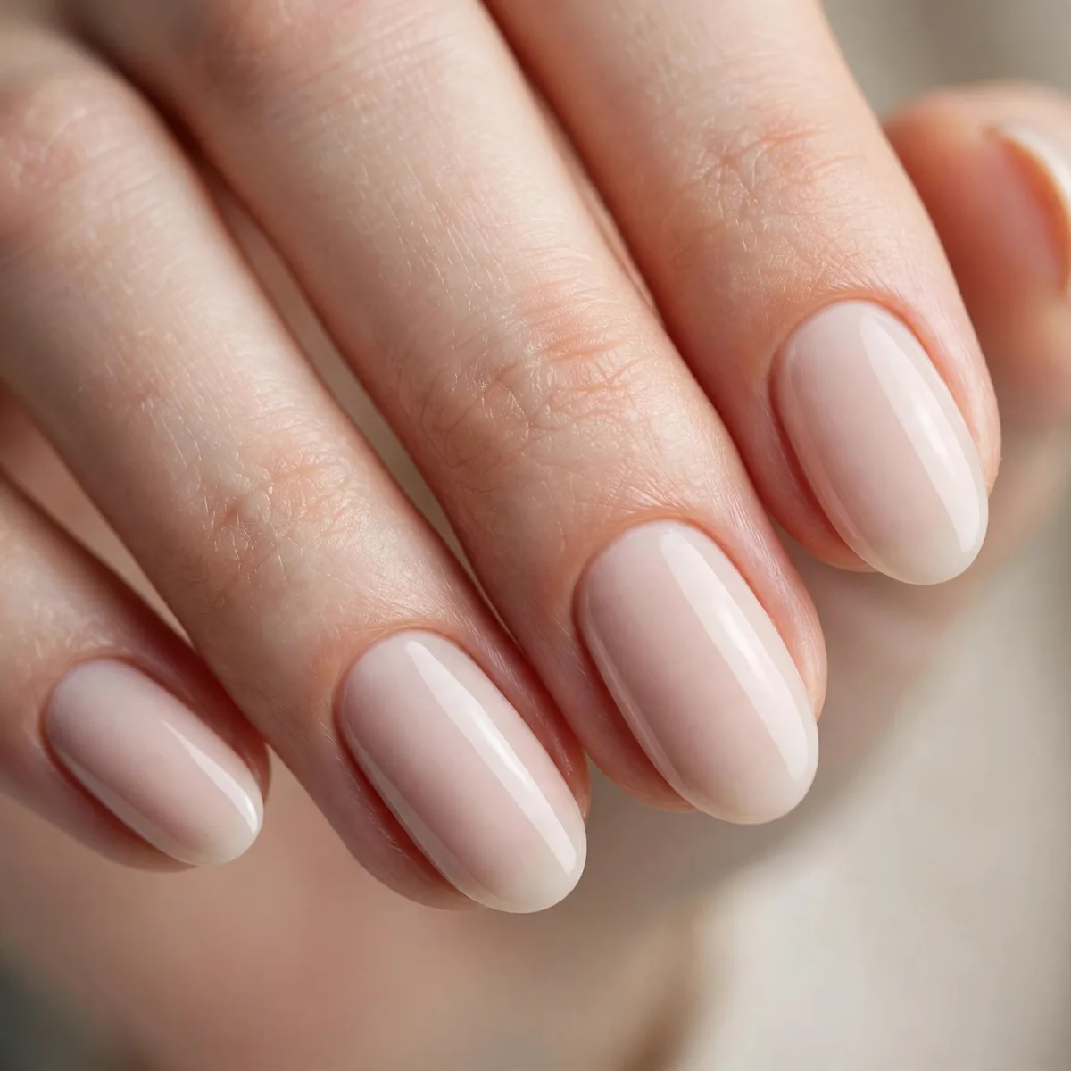 Pale porcelain nude nails