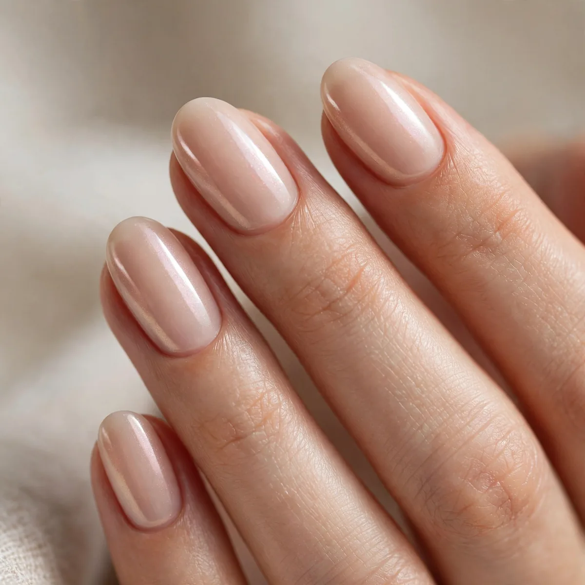 Glazed nude pearl nails
