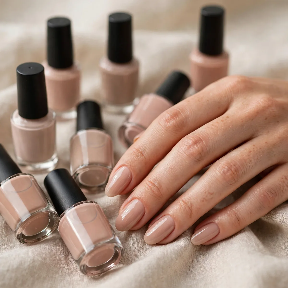 Collection of nude nail polishes