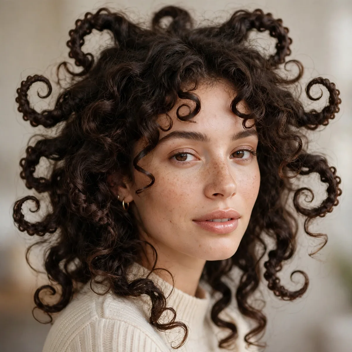 Octopus haircut on curly hair