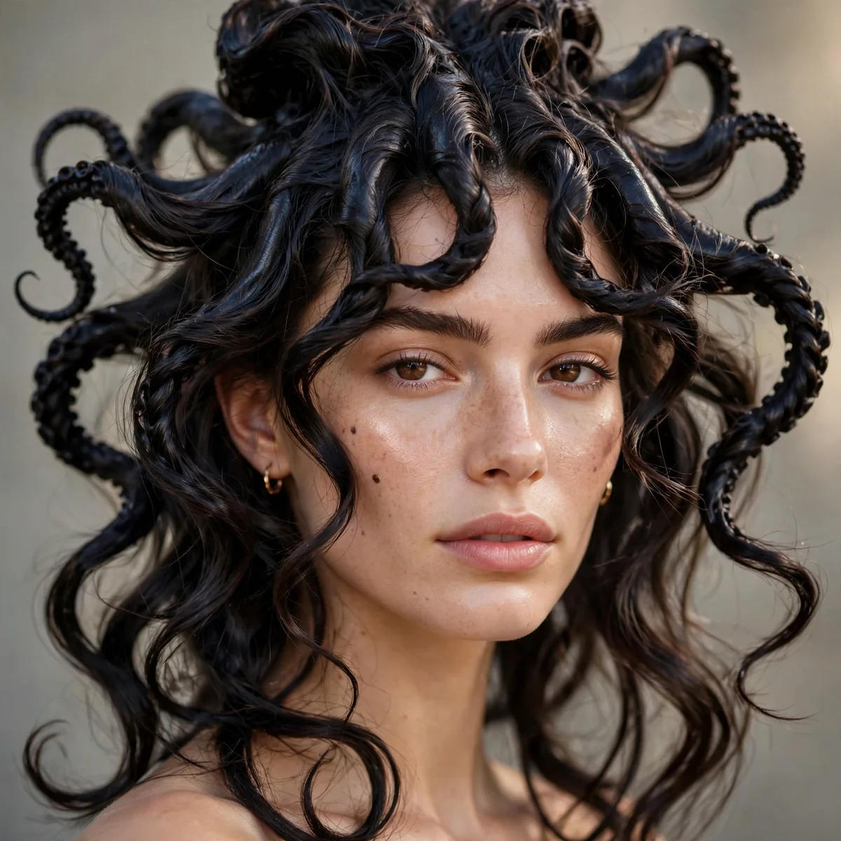Extreme octopus haircut with dramatic contrast