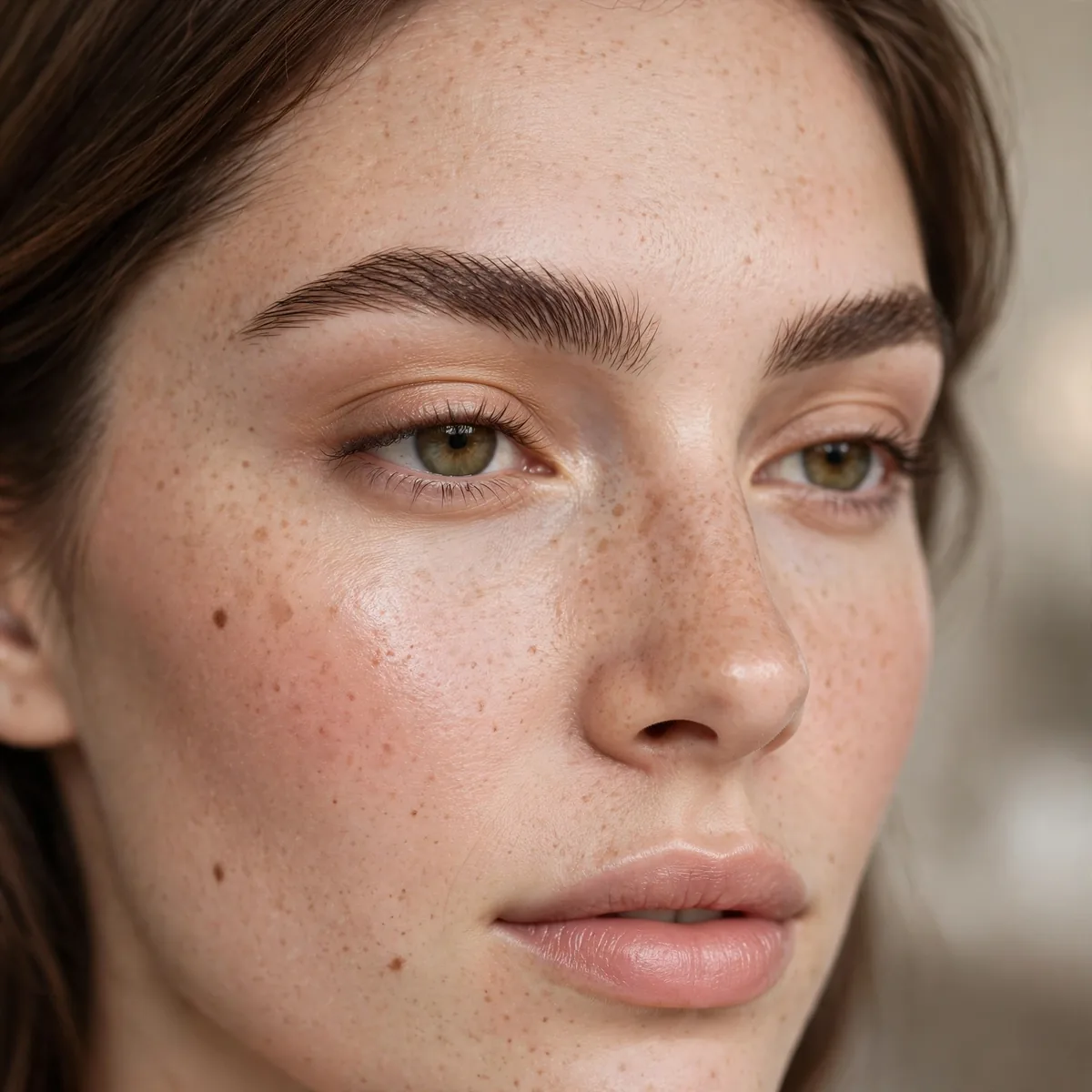 Groomed natural eyebrows makeup