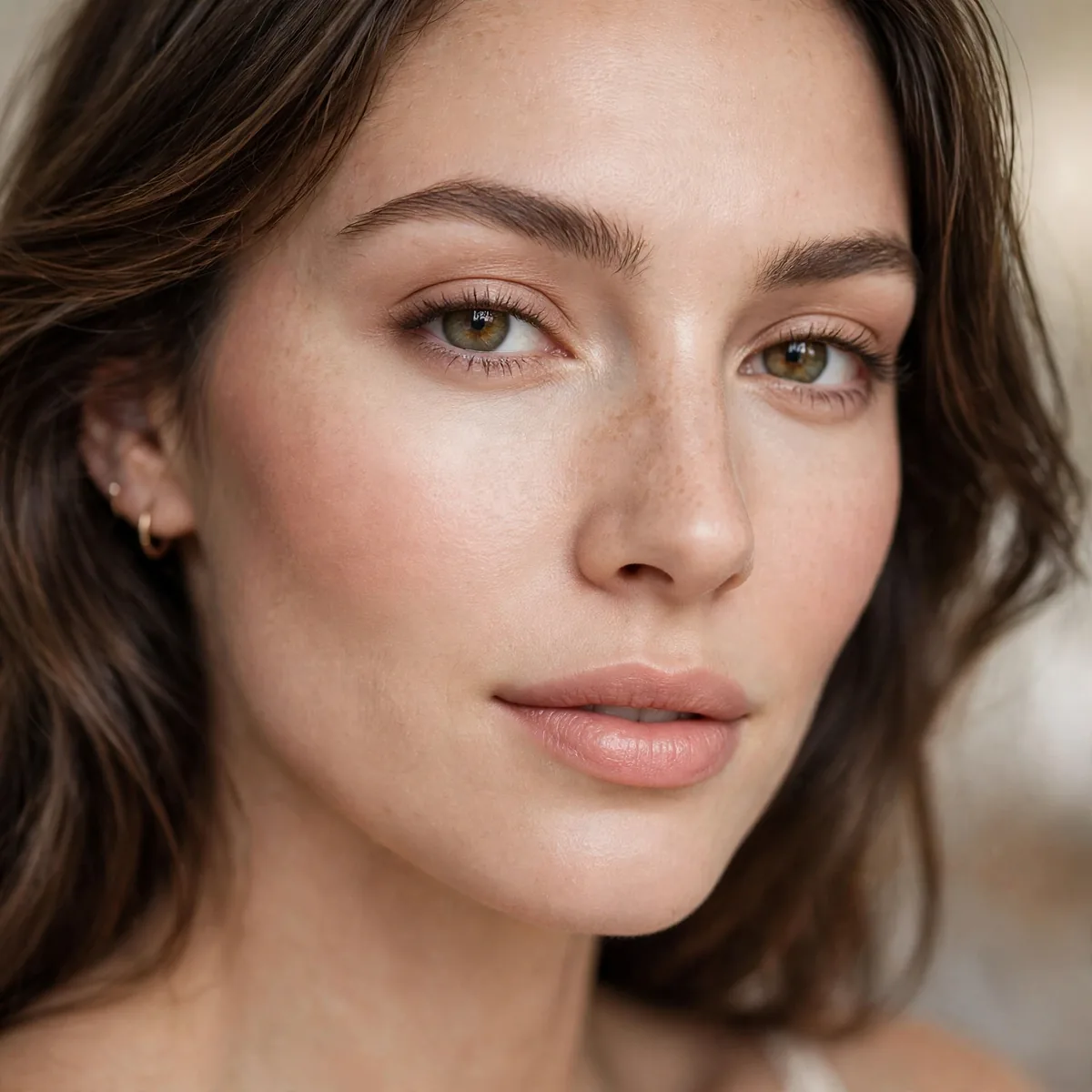 Subtle cream blush on cheeks