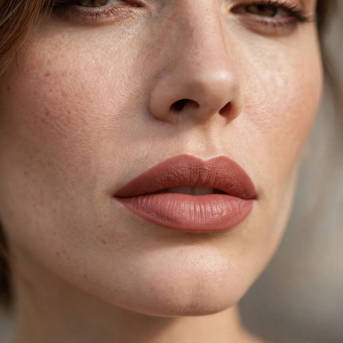 Precisely lined lips old money