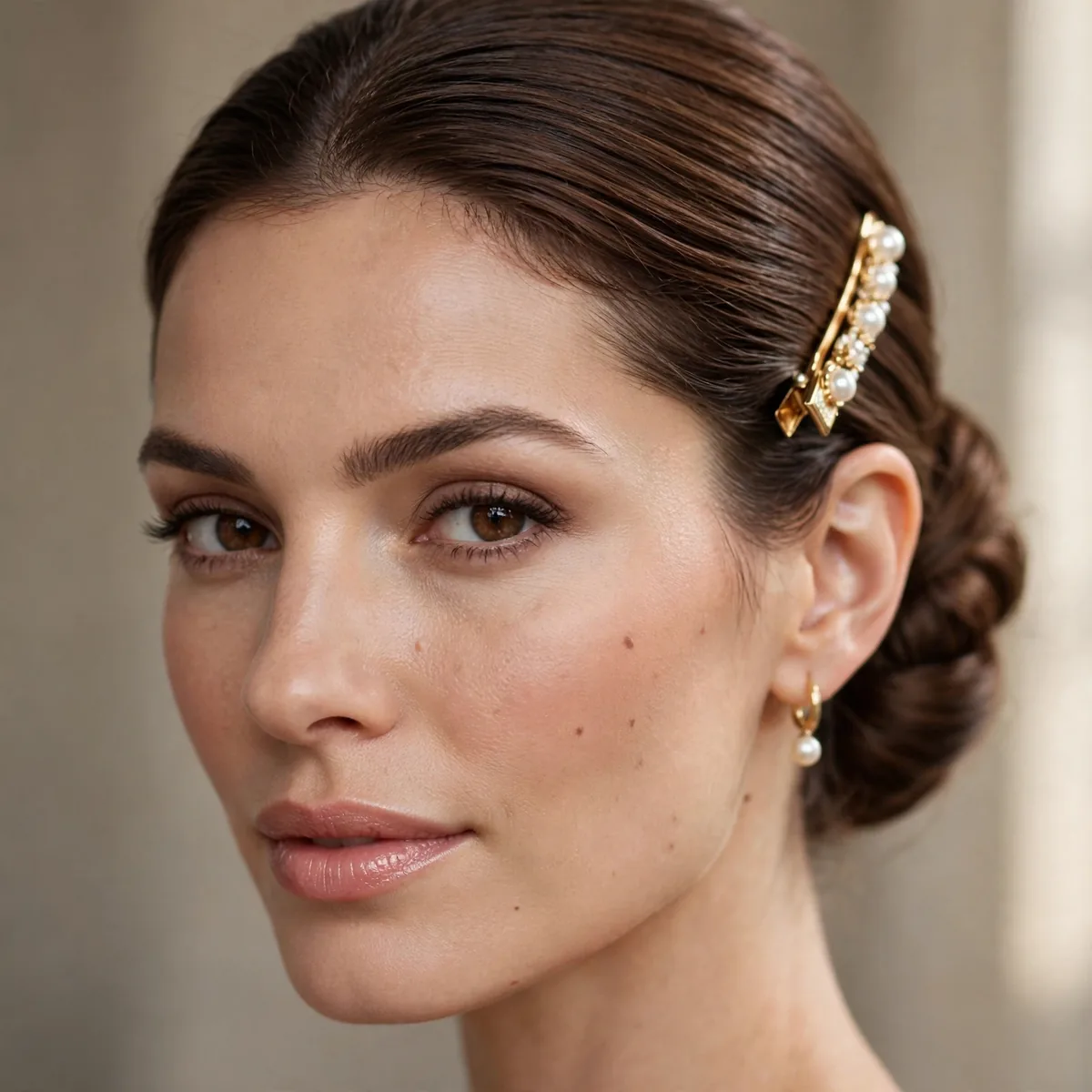 Polished hair with old money makeup