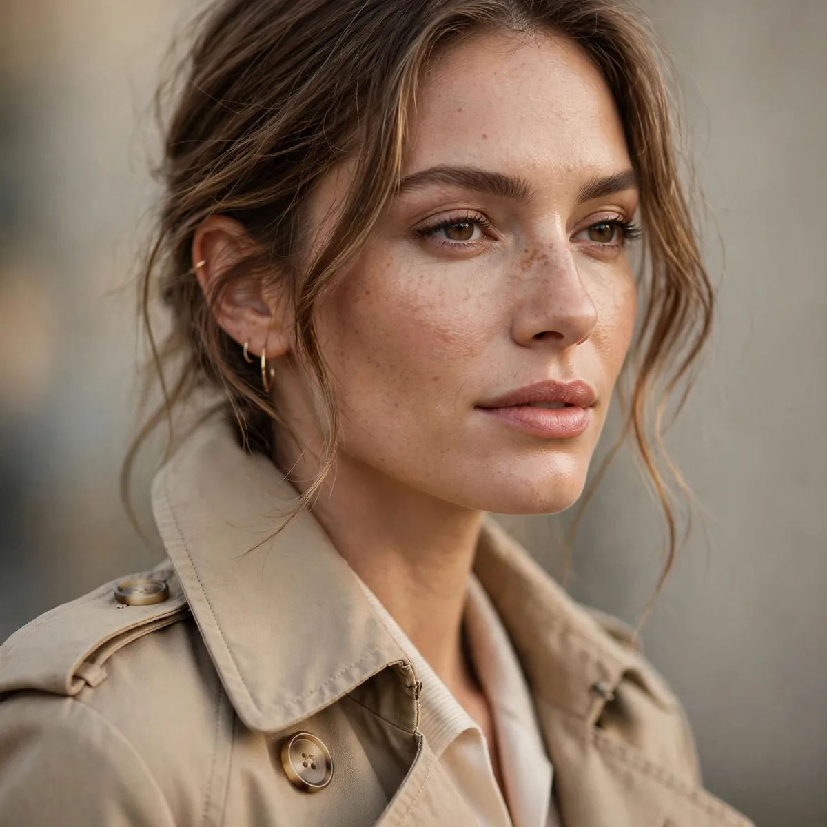 Beige trench coat classic styling