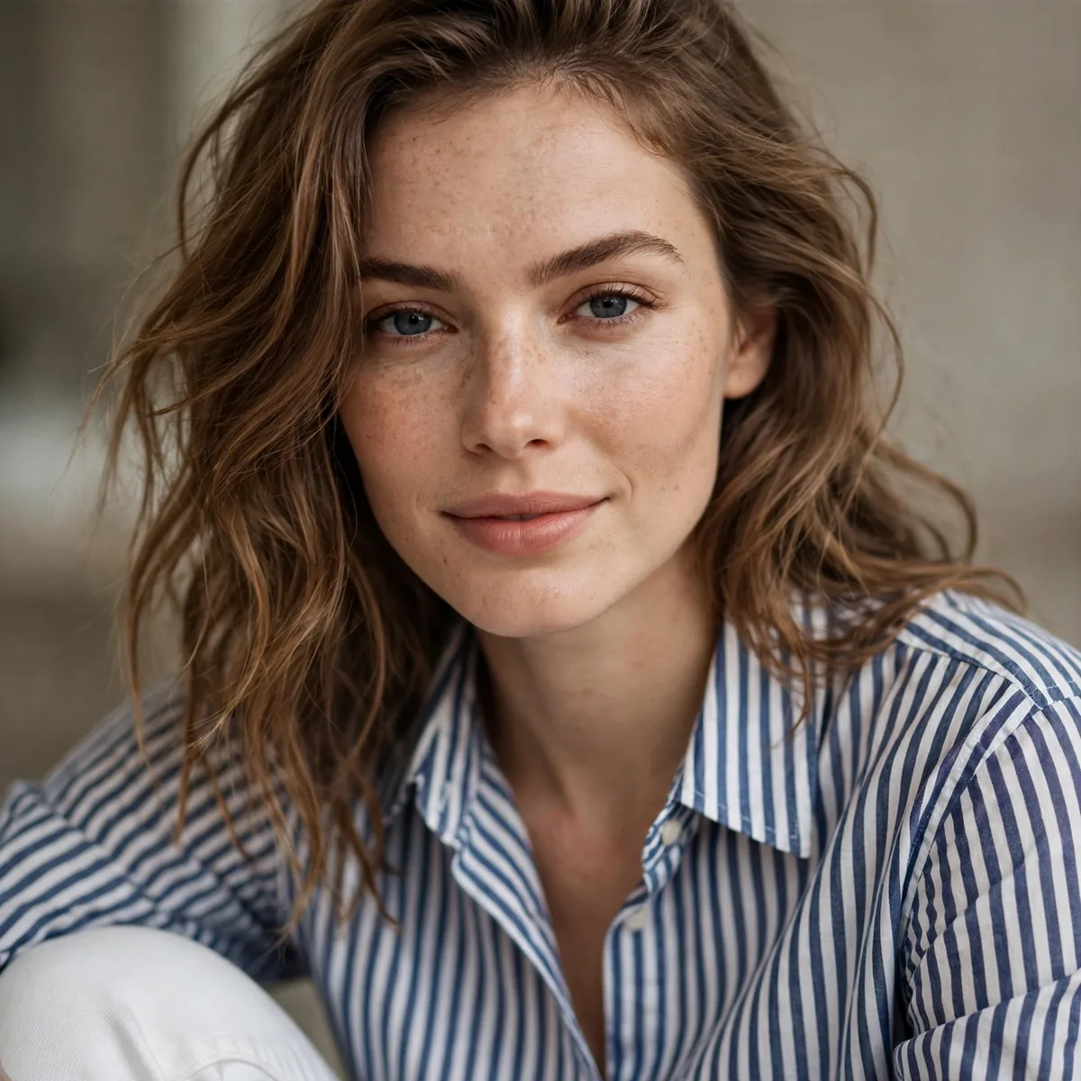 Striped shirt with white jeans