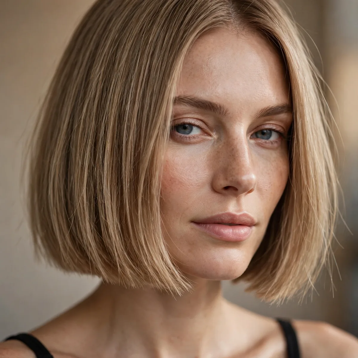 Blunt chin-length bob on fine hair
