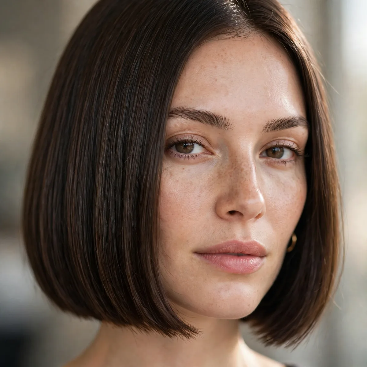 Chin-length blunt haircut with clean line