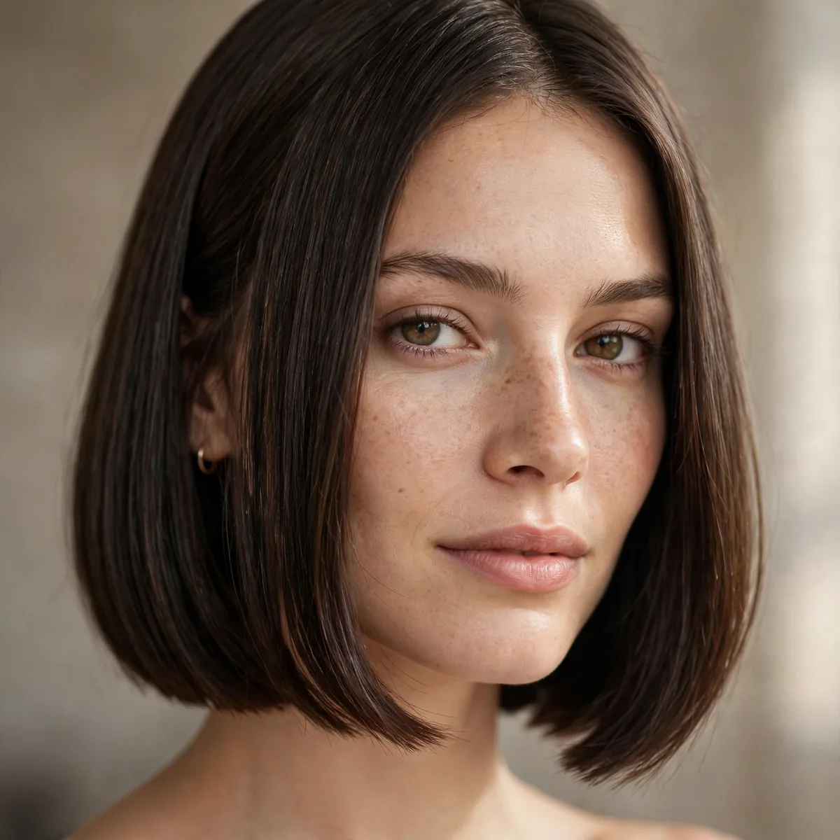 Jaw-length blunt bob haircut