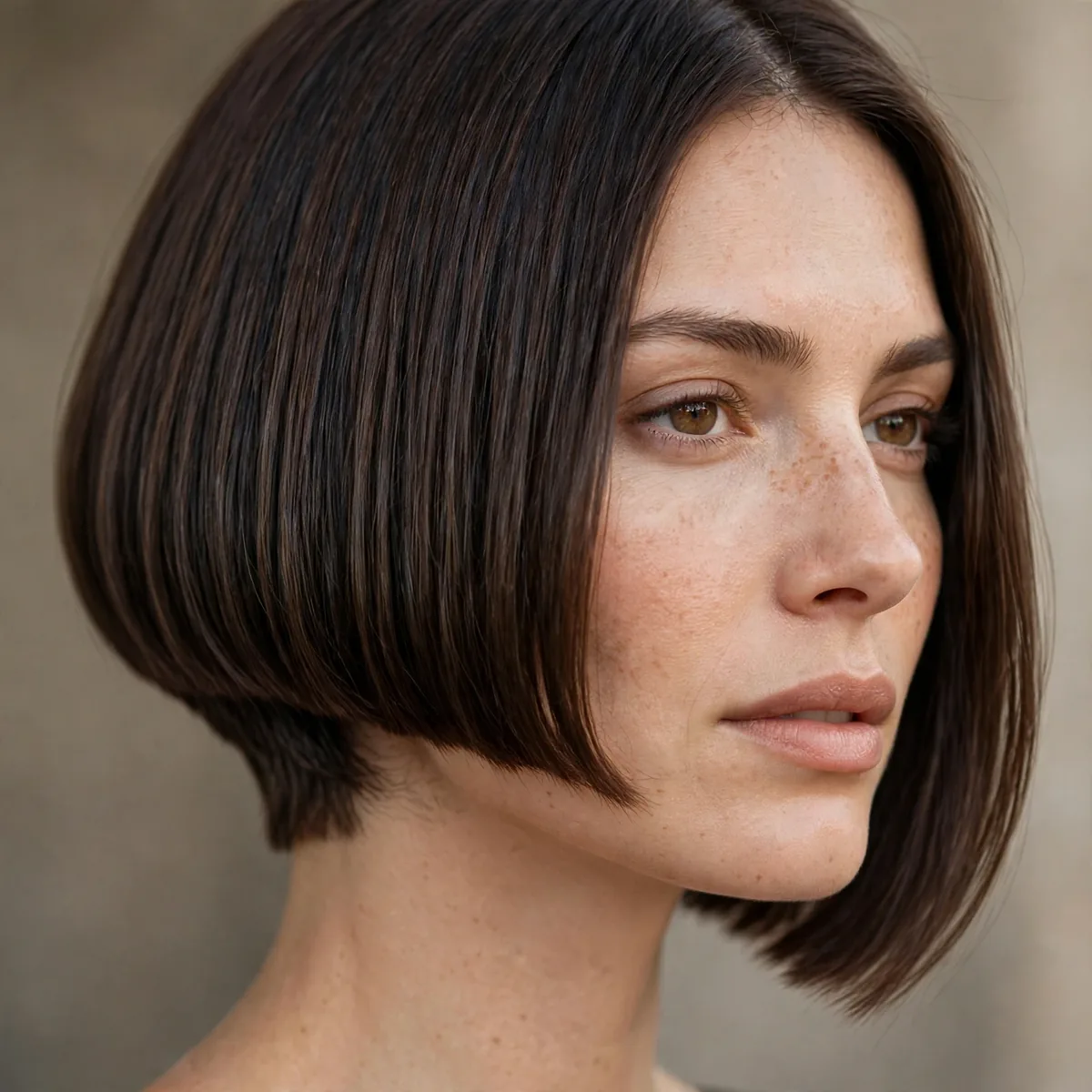 Blunt bob with hidden undercut for fullness