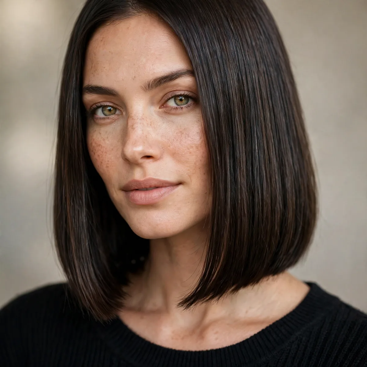 Blunt collarbone-length haircut