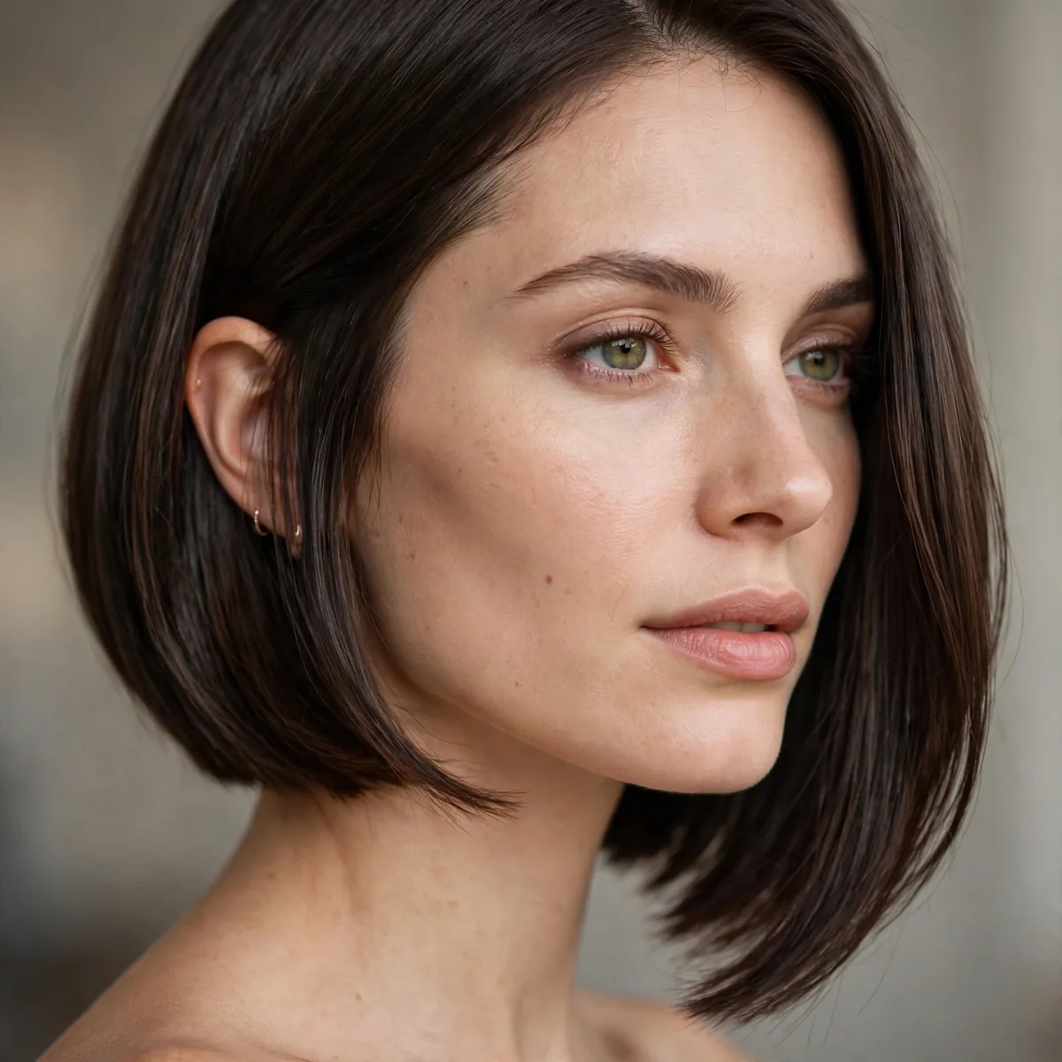 Asymmetric one-length bob haircut