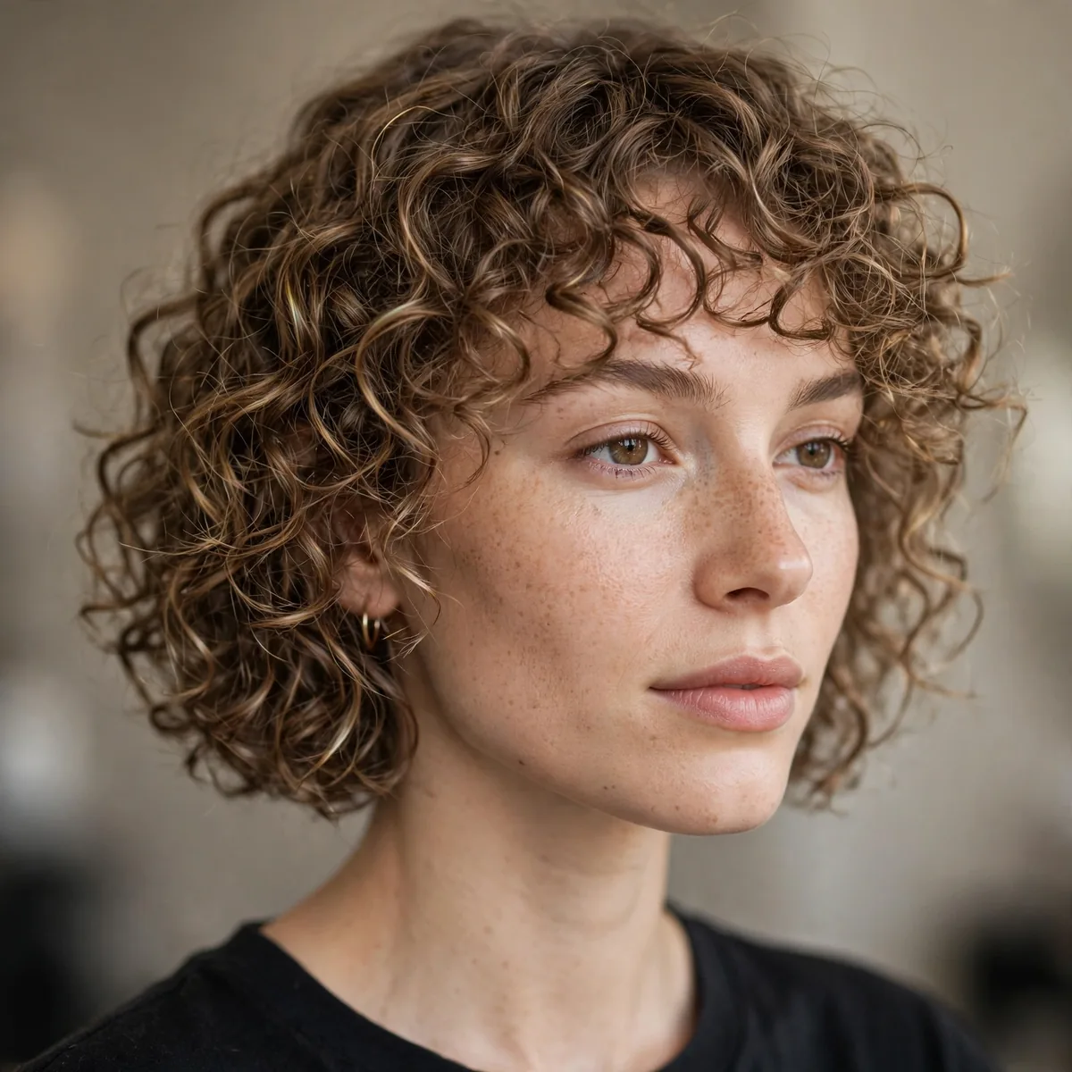 One-length haircut on fine curly hair