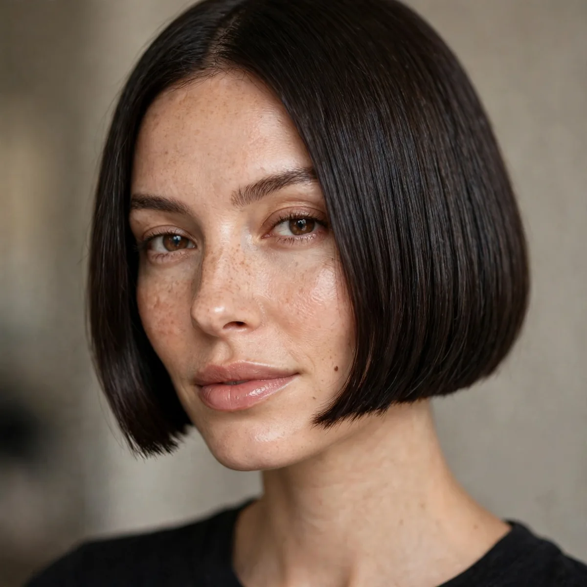 Micro blunt bob at cheekbone length
