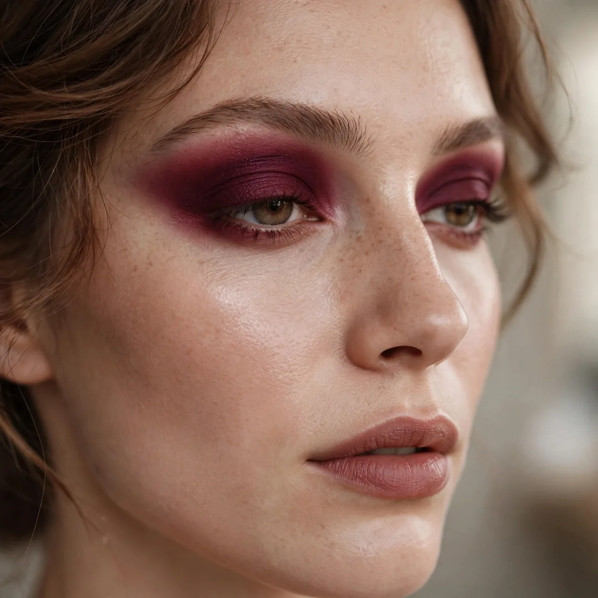 Burgundy single eyeshadow veil