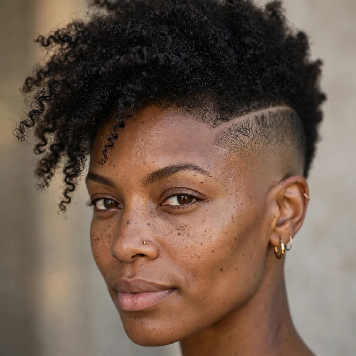Tapered natural hair with shaved side