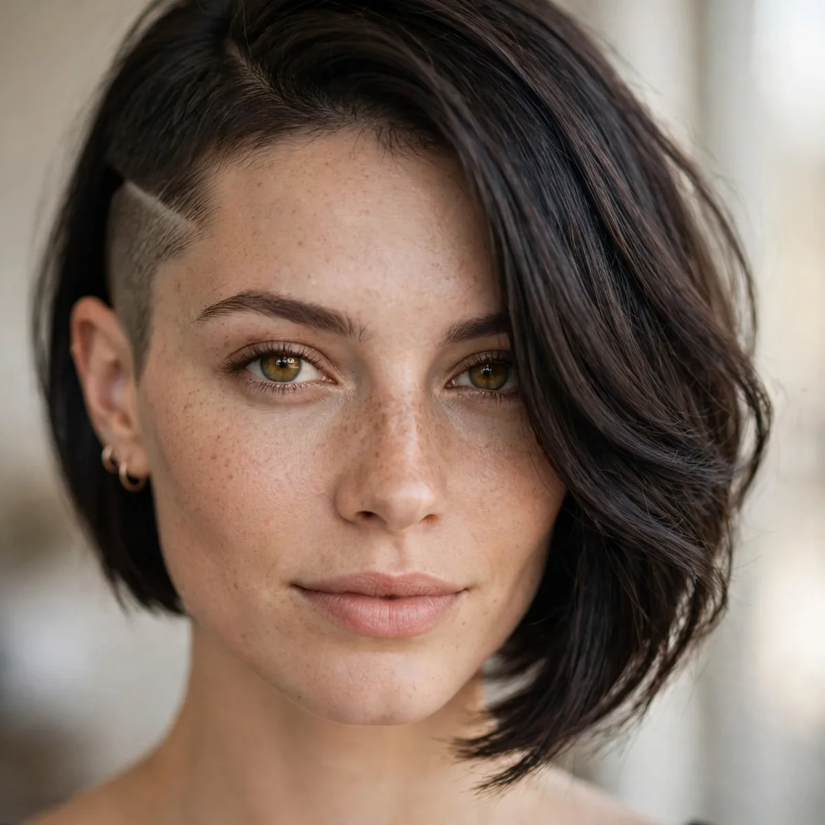 Asymmetrical bob with shaved side