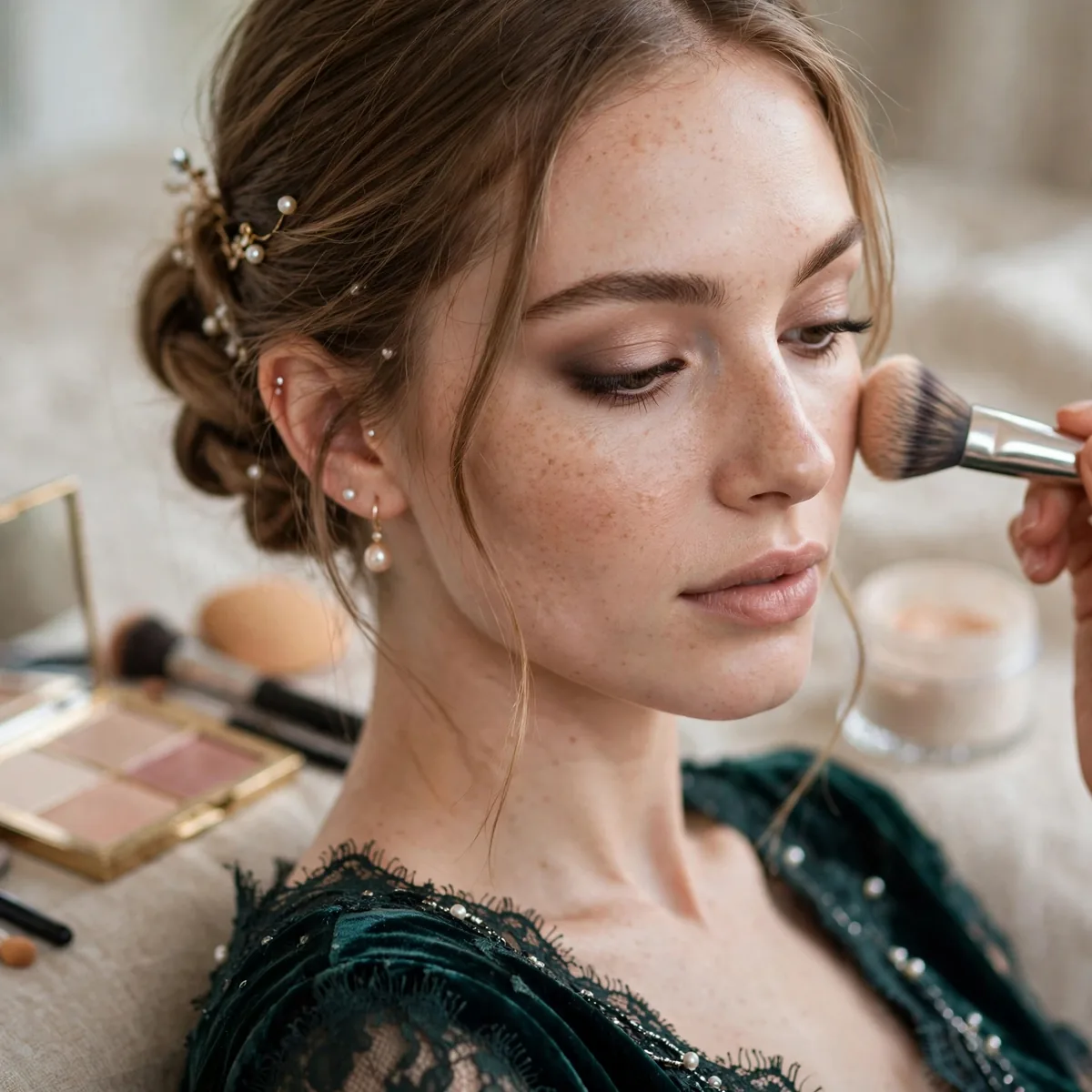 Setting makeup in stages