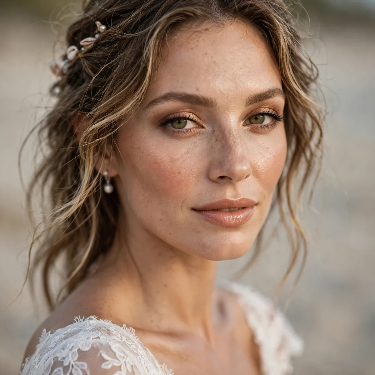 Beach wedding makeup