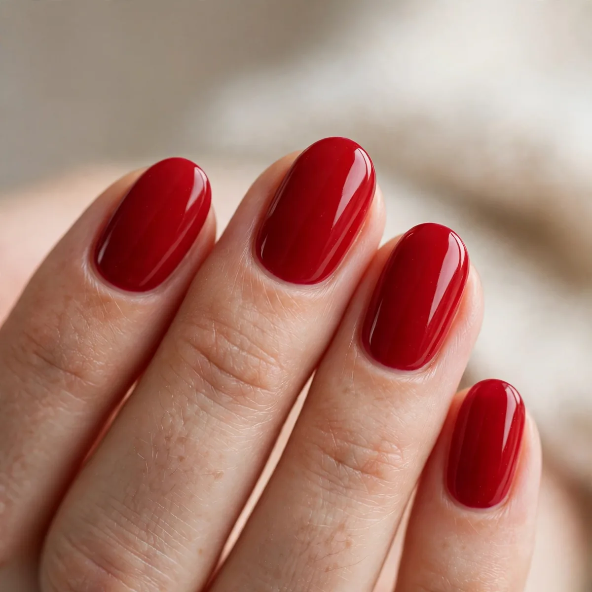 Classic red oval nails