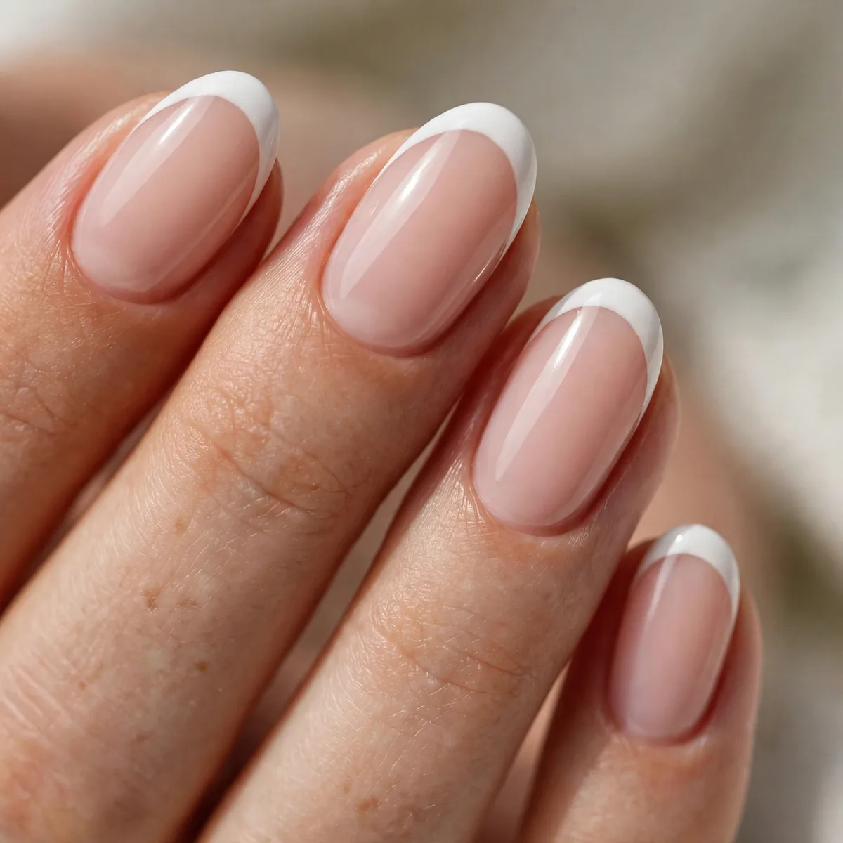 French manicure on oval nails