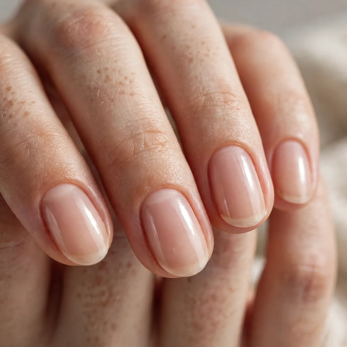 Natural buffed oval nails