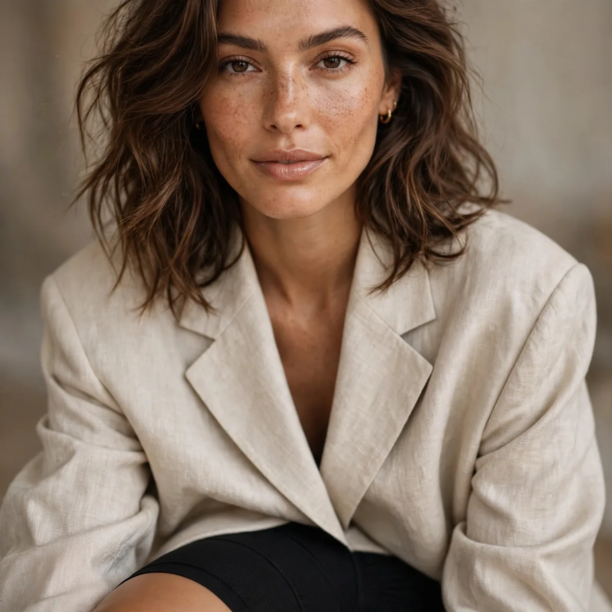 Oversized blazer with bike shorts