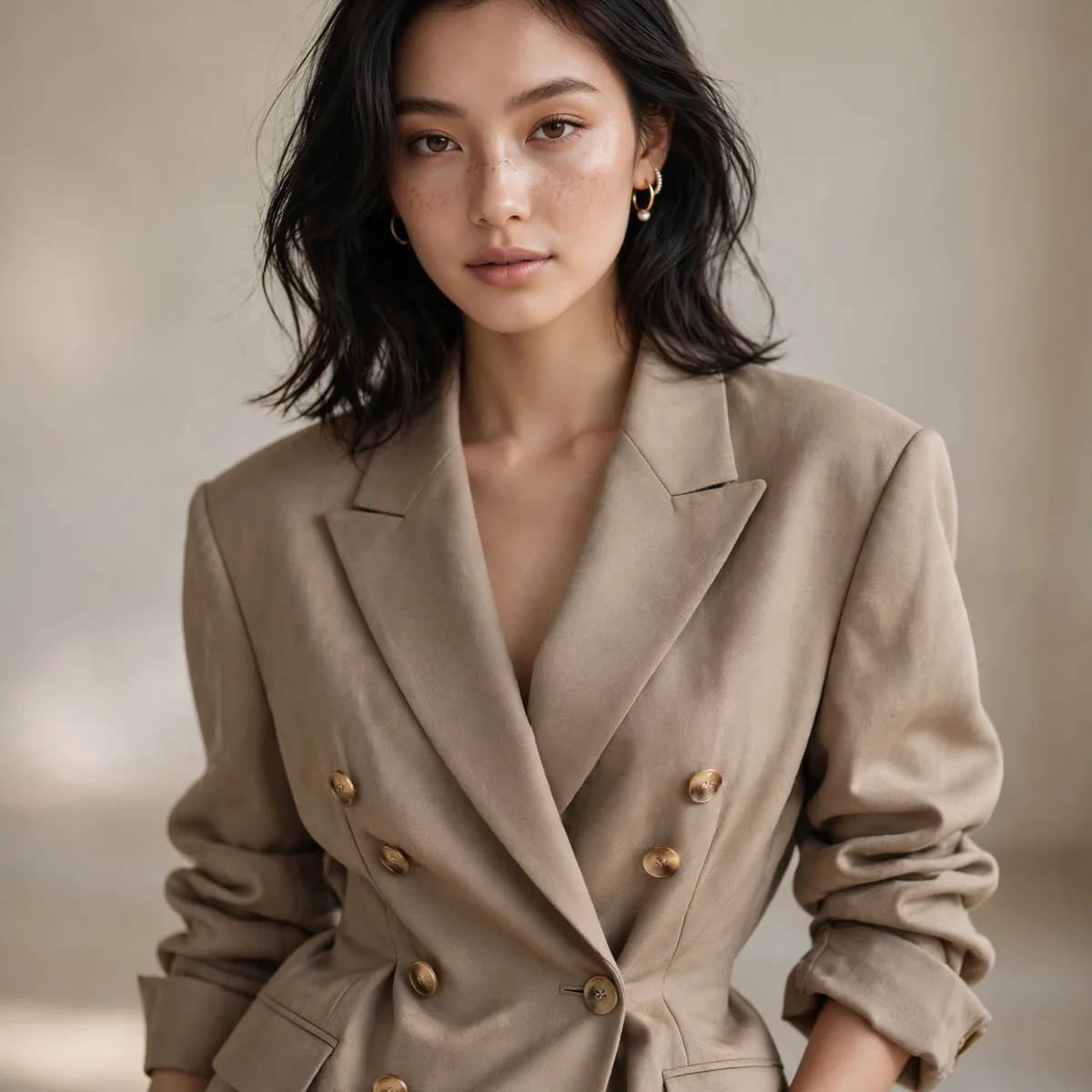 Oversized blazer worn as dress