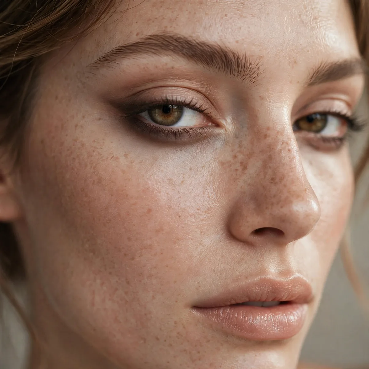 Smudged undone eyeliner on the lower lash line